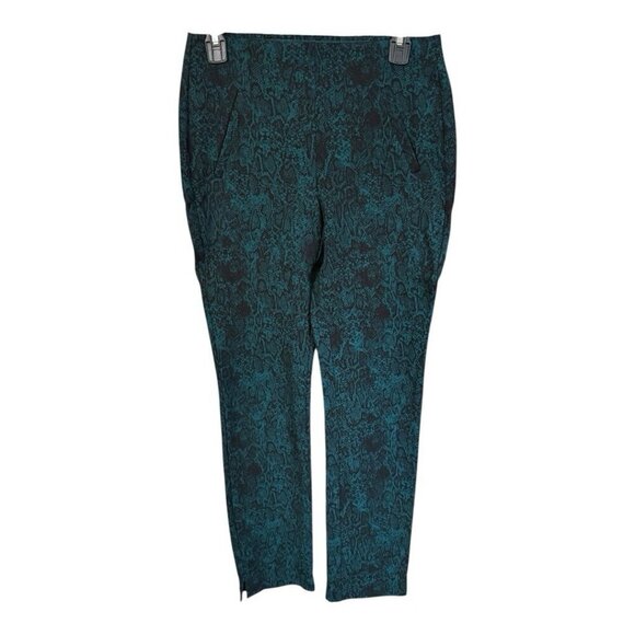 Chicos Snake Print Pull On Pants~Size 00 (XS/2)~Green Black Reptile Look L10 35 - Picture 4 of 11